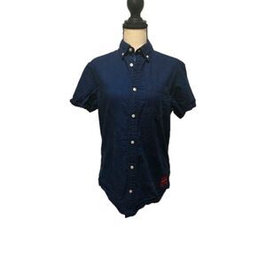 Calvin Klein Jeans Men's Blue Cotton Short Sleeve Button-Down Shirt XS